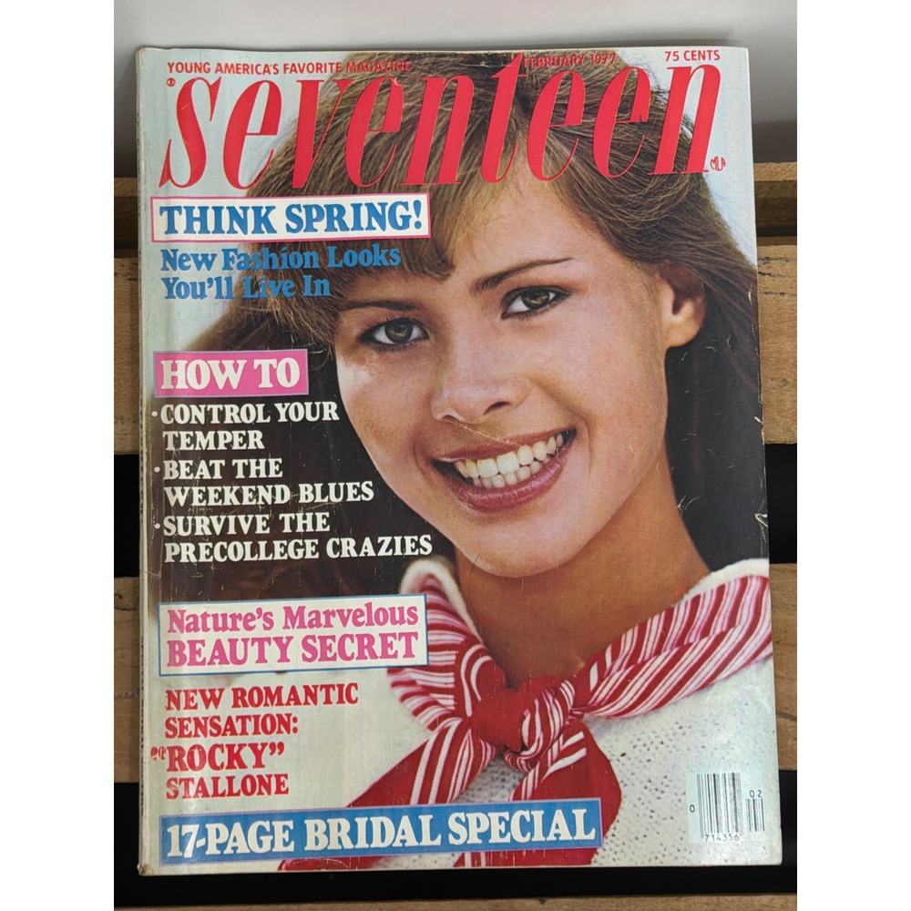 Vtg Seventeen Magazine February 1977 70s Fashion Rocky Stallone Bridal Special